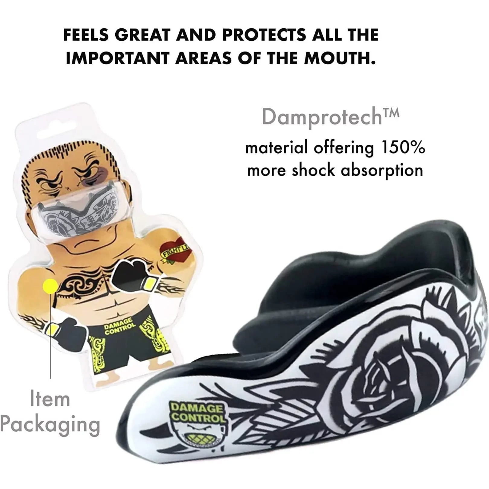 DAMAGE CONTROL High Impact Mouth Guard, Mouthguards for Sports, Boxing, Roller Derby, Hockey, Lacrosse Mouth Guard, Mouth Guards with Ultra Fit and Protection Against Shock The Champ Gear