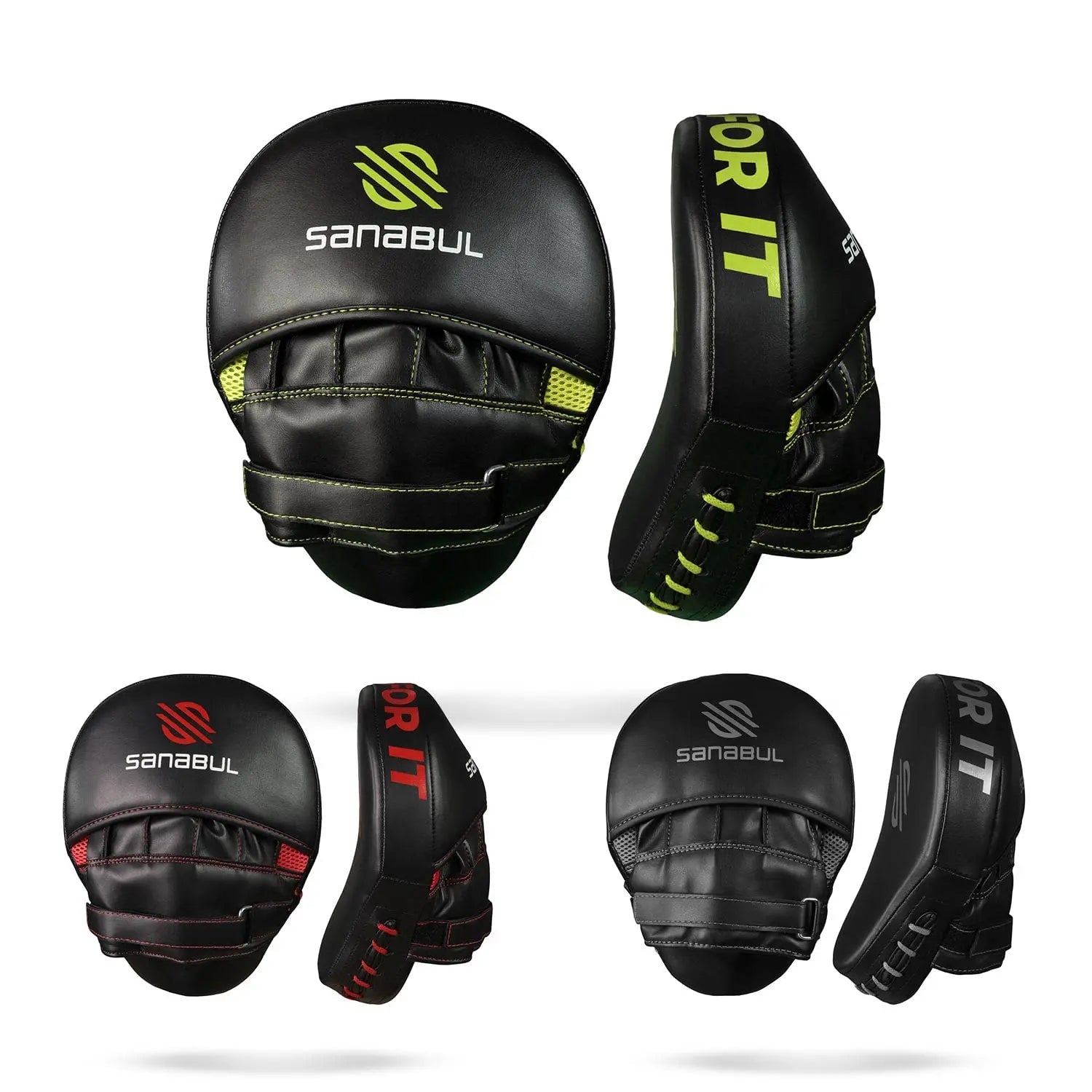 Sanabul Essential Curved Punching Mitts for Boxing, MMA Muay Thai Boxing Pads for Training, Punch Focus Mitts, Hand Pads Sparring Gear, Strike Shield The Champ Gear
