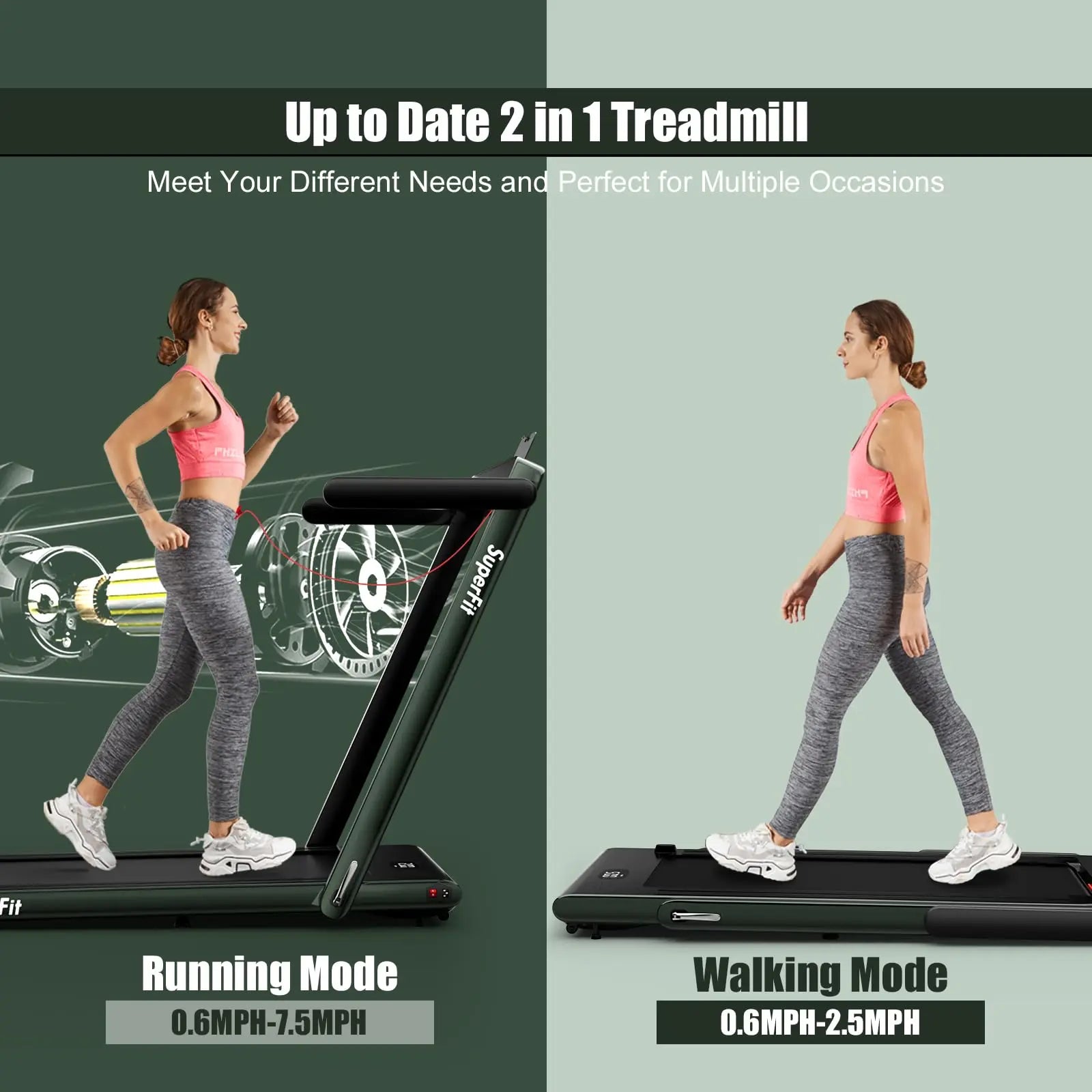Goplus 2 in 1 Folding Treadmill, 2.25HP Under Desk Electric Treadmill, Installation-Free with Bluetooth Speaker, Remote Control and LED Display, Walking Jogging for Home Office Use The Champ Gear