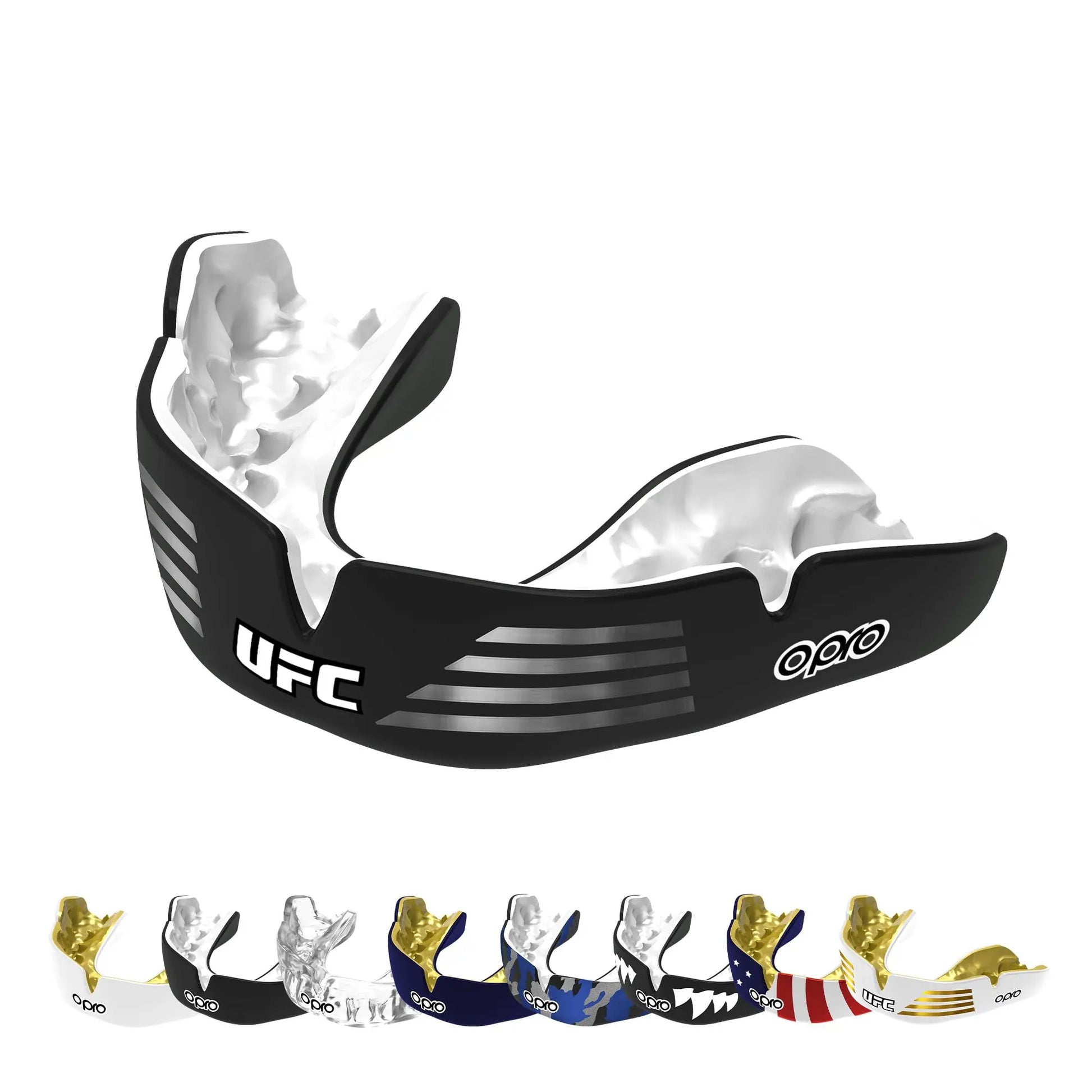 OPRO Instant Custom-Fit Sports Mouth Guard, Revolutionary Fitting Technology for Ultimate Comfort, Protection & Fit, Gum Shield, Dentist Mouthguard for Rugby, Boxing, Hockey, MMA (Gold Teeth, Adult) The Champ Gear