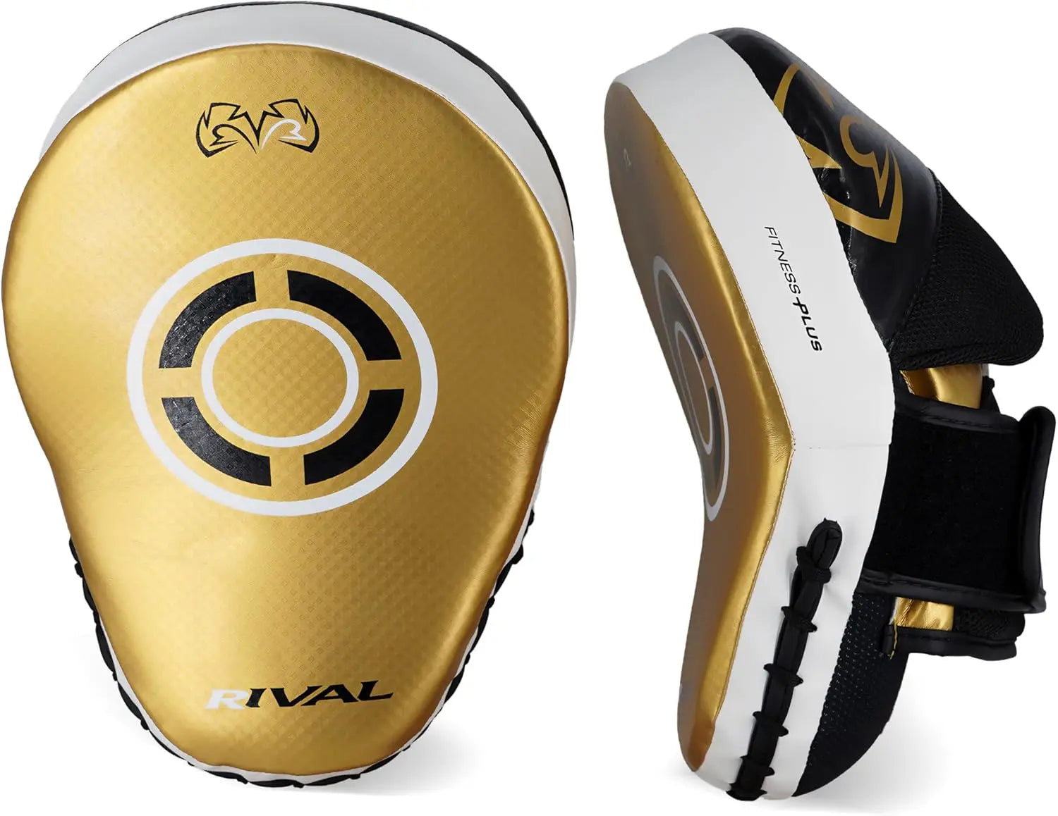 Rival Boxing Fitness+ Ergonomic Punch Mitts - Black/Gold - The Champ Gear