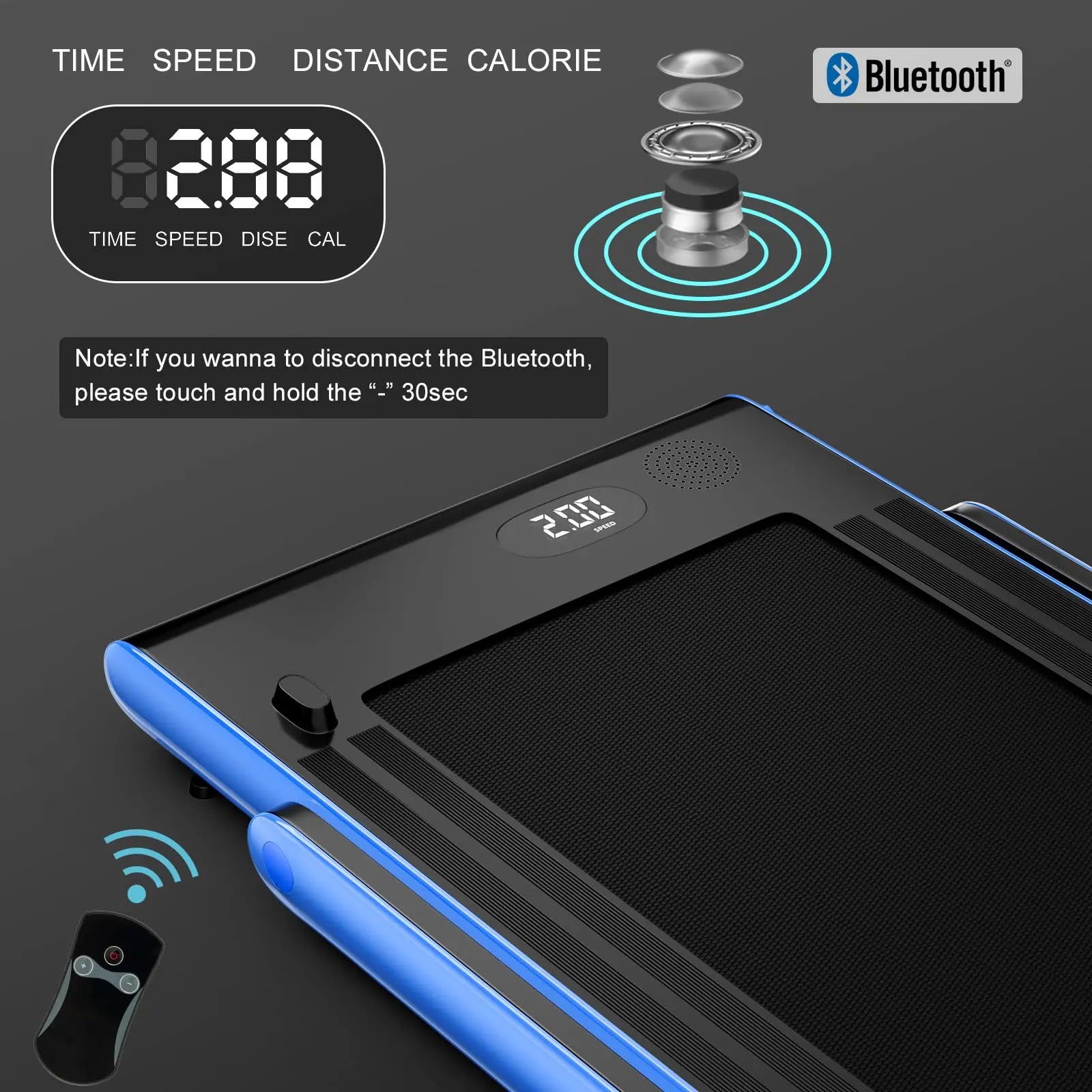 Goplus 2 in 1 Folding Treadmill, 2.25HP Under Desk Electric Treadmill, Installation-Free with Bluetooth Speaker, Remote Control and LED Display, Walking Jogging for Home Office Use The Champ Gear