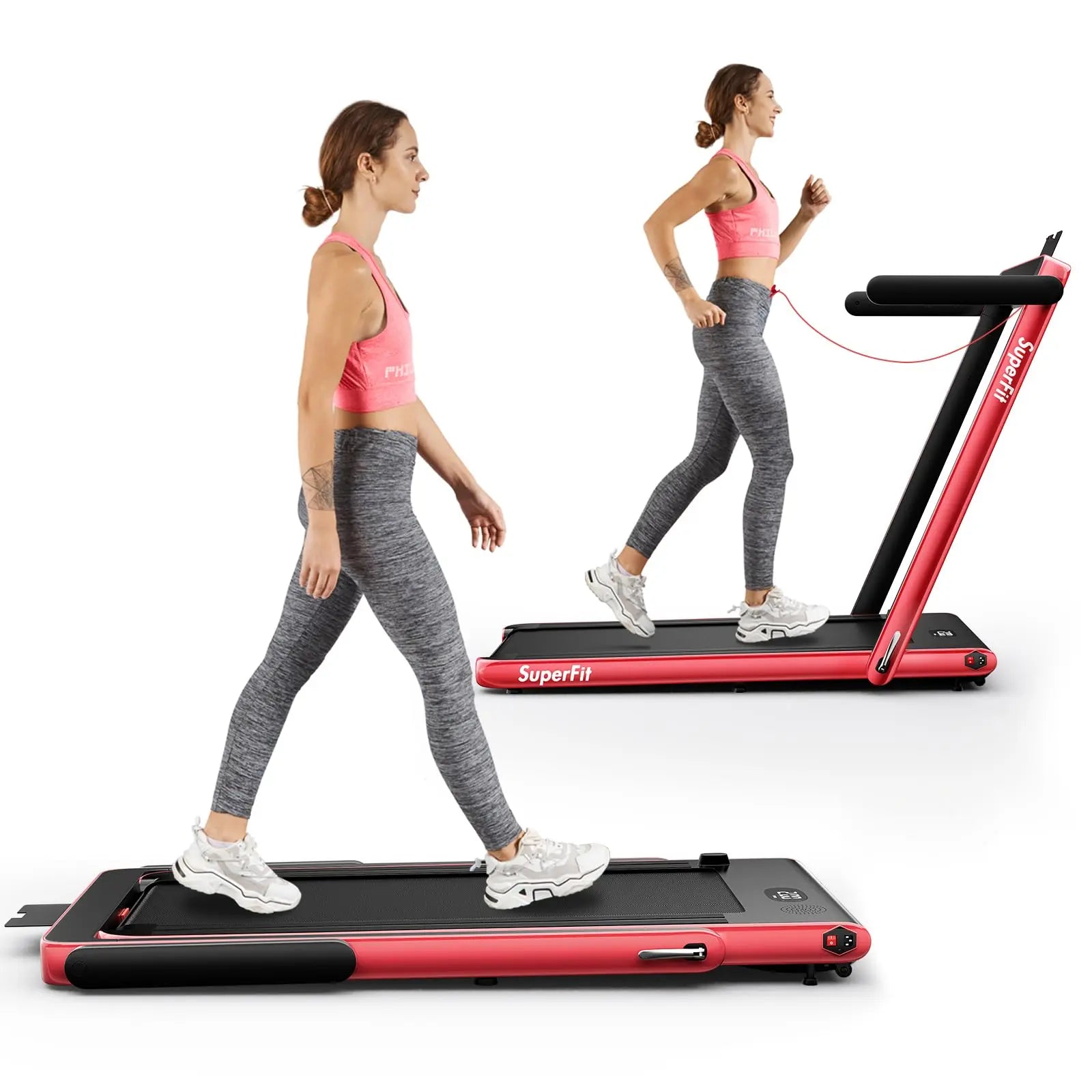 Goplus 2 in 1 Folding Treadmill, 2.25HP Under Desk Electric Treadmill, Installation-Free with Bluetooth Speaker, Remote Control and LED Display, Walking Jogging for Home Office Use The Champ Gear