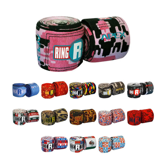 Ringside Apex 130” Boxing Hand Wraps Pair - Durable, Elastic Training Wraps with Hook & Loop Closure, Multi-Color Options, Perfect for MMA, Muay Thai, Kickboxing The Champ Gear