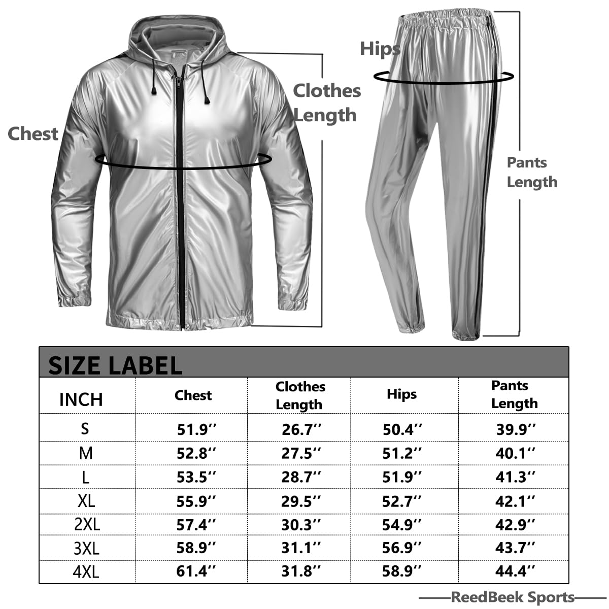 REEDBEEK Anti-Rip Sauna Suit Weight Loss Sweat Suit with Hood Boxing Training Gym Jacket Top Pant Workout Men and Women The Champ Gear