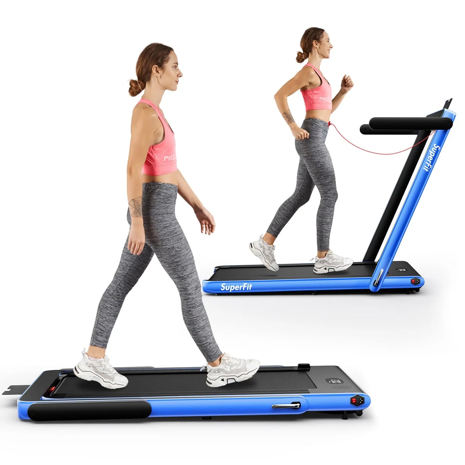Goplus 2 in 1 Folding Treadmill, 2.25HP Under Desk Electric Treadmill, Installation-Free with Bluetooth Speaker, Remote Control and LED Display, Walking Jogging for Home Office Use The Champ Gear