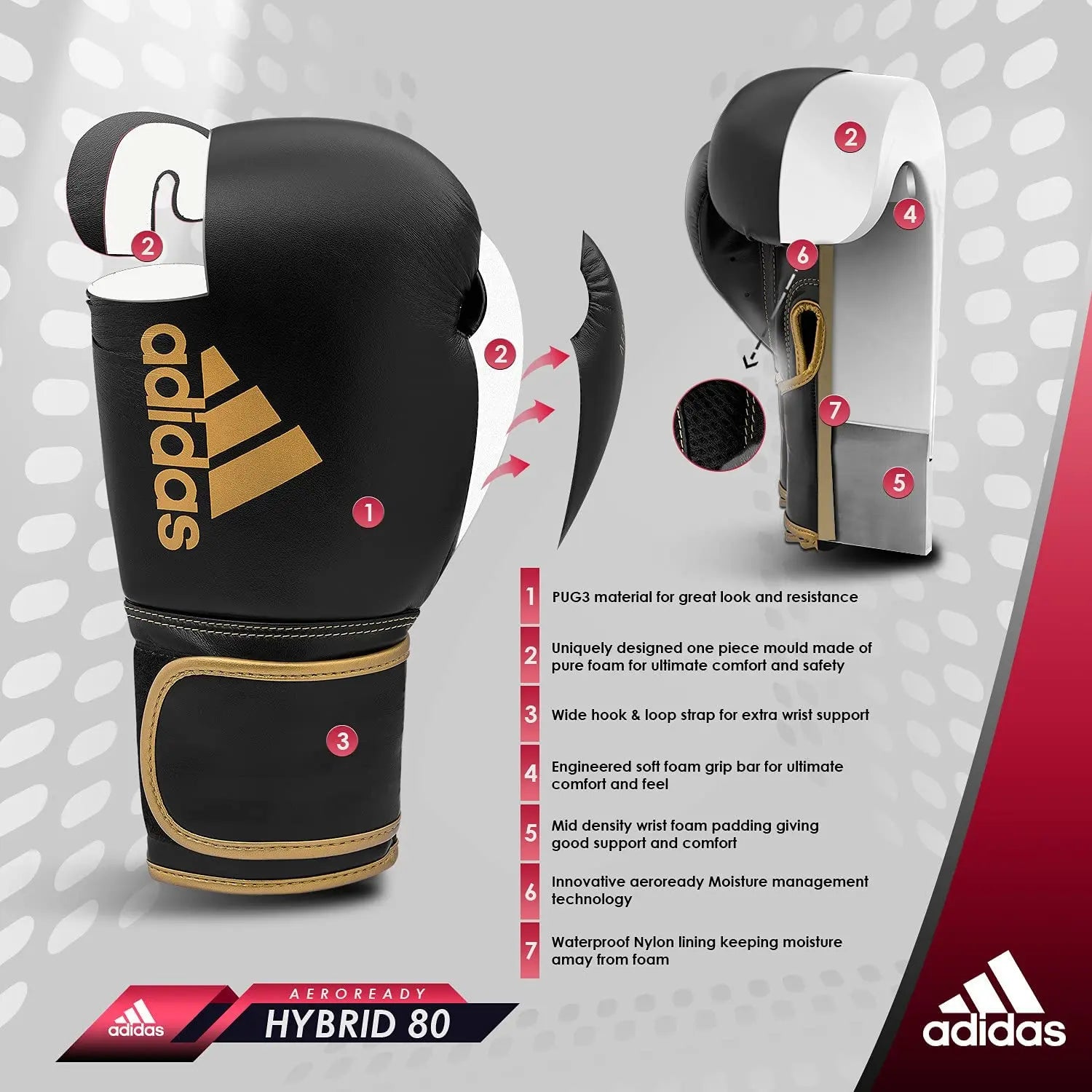 Adidas Boxing Gloves - Hybrid 80 - for Boxing, Kickboxing, MMA, Bag, Training & Fitness - Boxing Gloves for Men, Women & Kids The Champ Gear
