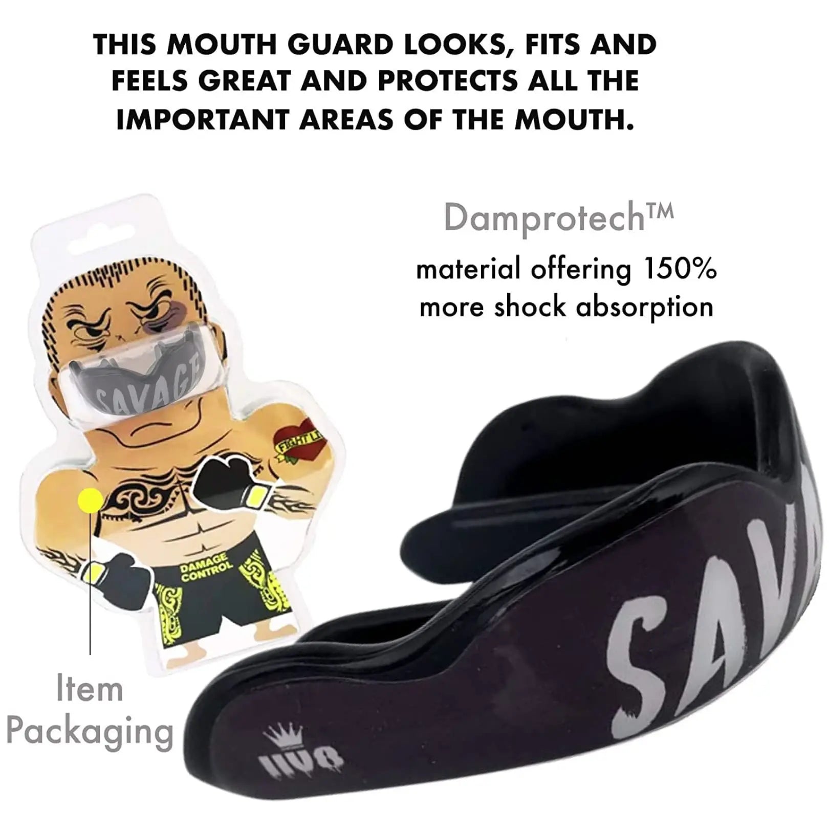 DAMAGE CONTROL High Impact Mouth Guard, Mouthguards for Sports, Boxing, Roller Derby, Hockey, Lacrosse Mouth Guard, Mouth Guards with Ultra Fit and Protection Against Shock The Champ Gear