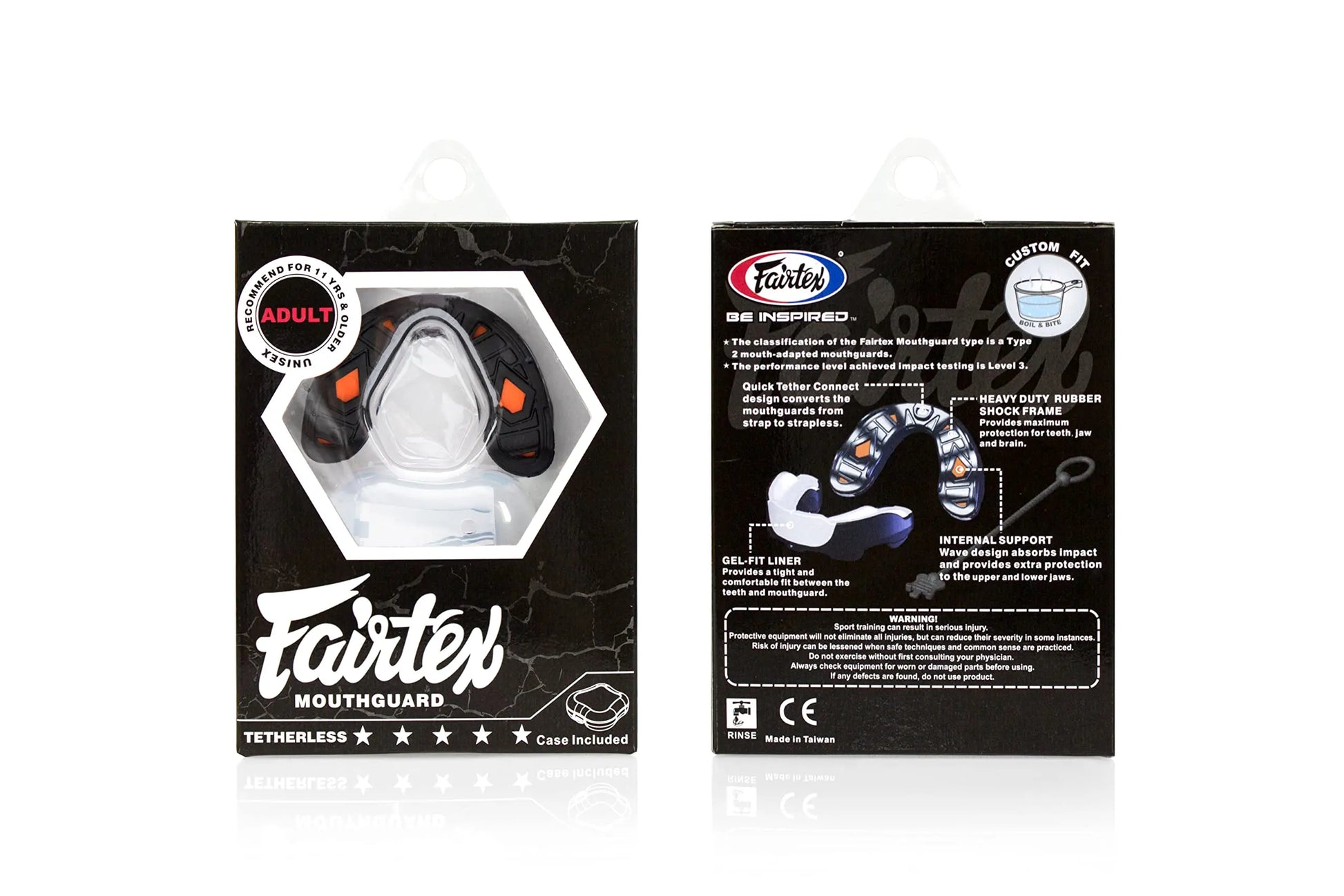 Fairtex MG3 Gel Mouth Guard Protection | Ultimate Protection for Contact Sports | Custom Fit, BPA-Free, Latex-Free | Quick Tether Connect, Heavy-Duty Shock Frame, Gel-Fit Liner (Black) The Champ Gear