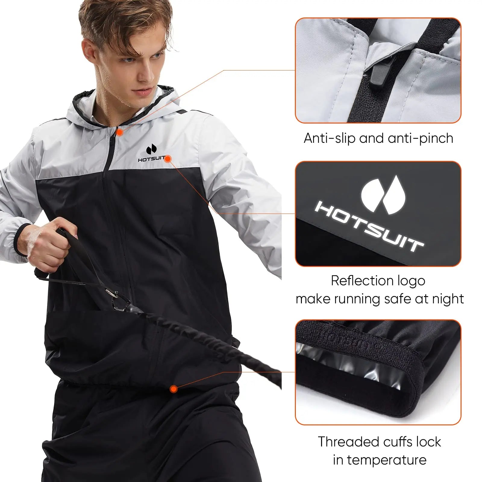 HOTSUIT Men's Sauna Suit - Full Body Sweat Jacket & Pants - The Champ Gear
