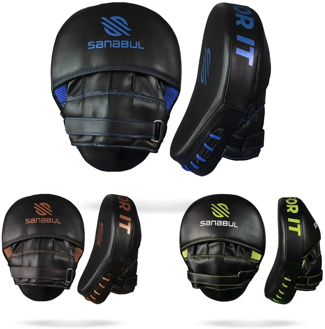 Sanabul Essential Curved Punching Mitts for Boxing, MMA Muay Thai Boxing Pads for Training, Punch Focus Mitts, Hand Pads Sparring Gear, Strike Shield The Champ Gear