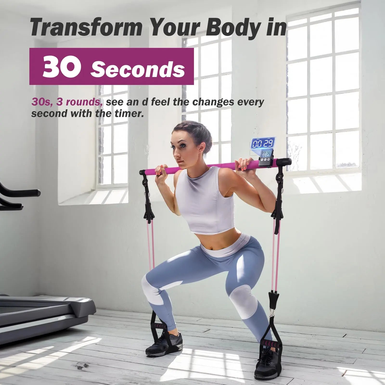 Upgraded Pilates Bar Kit with Resistance Bands Natural Latex for Women & Men, Heavy-Duty Stainless Steel Multifunctional Yoga Pilates Stick for Home Gym Exercise Fitness Equipment Full-Body Workouts The Champ Gear