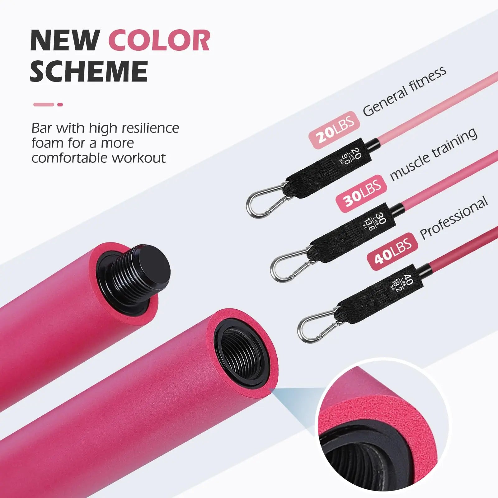 Upgraded Pilates Bar Kit with Resistance Bands Natural Latex for Women & Men, Heavy-Duty Stainless Steel Multifunctional Yoga Pilates Stick for Home Gym Exercise Fitness Equipment Full-Body Workouts The Champ Gear