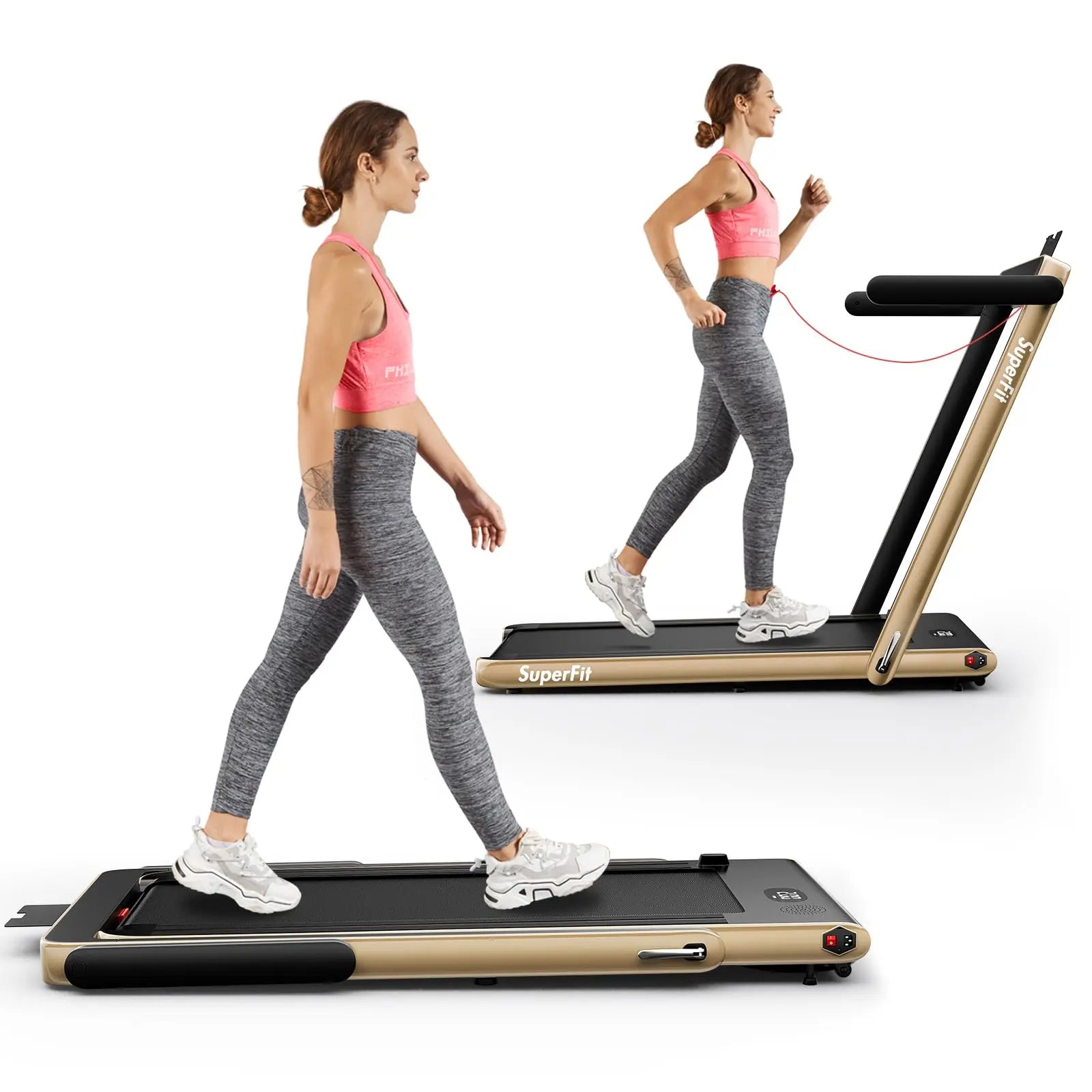 Goplus 2 in 1 Folding Treadmill, 2.25HP Under Desk Electric Treadmill, Installation-Free with Bluetooth Speaker, Remote Control and LED Display, Walking Jogging for Home Office Use The Champ Gear