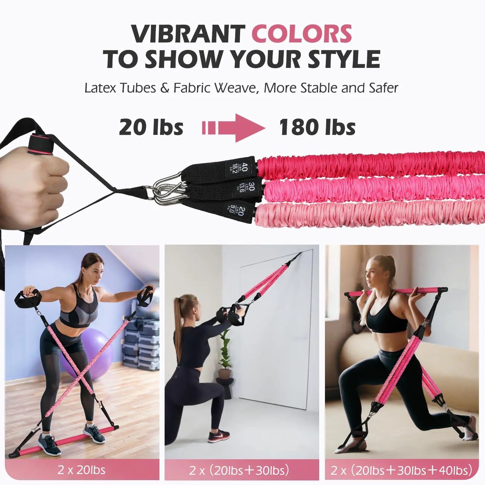 Upgraded Pilates Bar Kit with Resistance Bands Natural Latex for Women & Men, Heavy-Duty Stainless Steel Multifunctional Yoga Pilates Stick for Home Gym Exercise Fitness Equipment Full-Body Workouts The Champ Gear