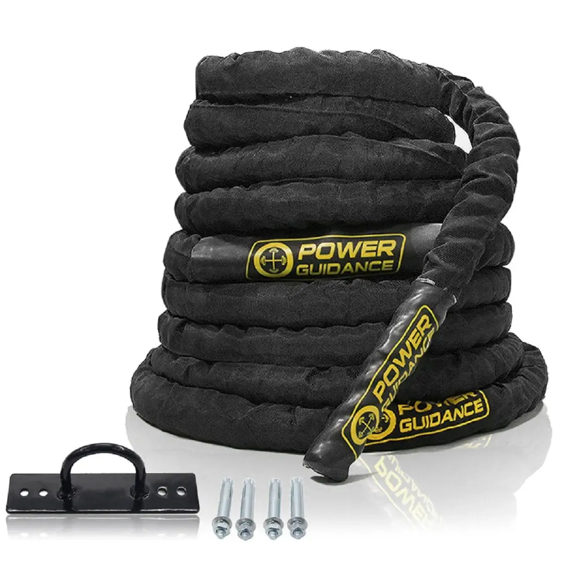POWER GUIDANCE Battle Rope - 3.8cm Width Poly Dacron 9m Length Exercise Undulation Ropes - GYM Muscle Toning Metabolic Workout Fitness Exercise（1.5'' 30FT Length） The Champ Gear