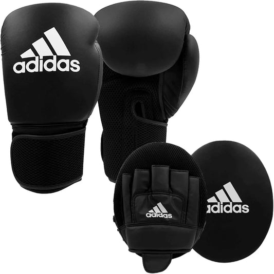 adidas Boxing Home Training Kit - Pair of Gloves and Mitts 2pc Set for Adult & Kids The Champ Gear