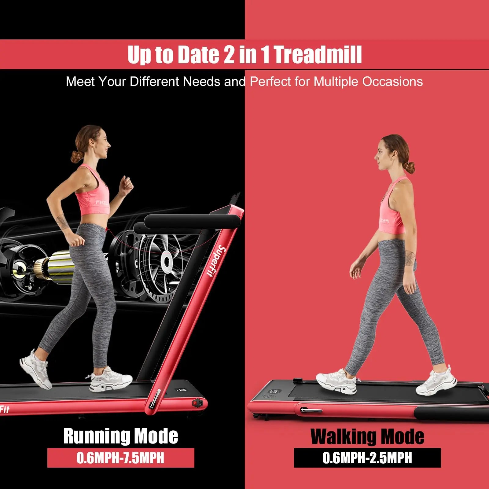 Goplus 2 in 1 Folding Treadmill, 2.25HP Under Desk Electric Treadmill, Installation-Free with Bluetooth Speaker, Remote Control and LED Display, Walking Jogging for Home Office Use The Champ Gear