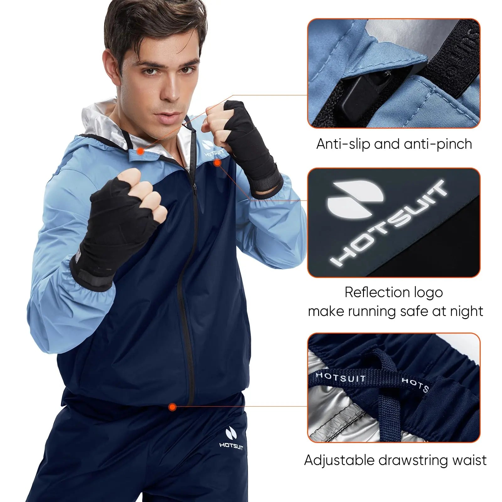 HOTSUIT Men's Sauna Suit - Full Body Sweat Jacket & Pants - The Champ Gear