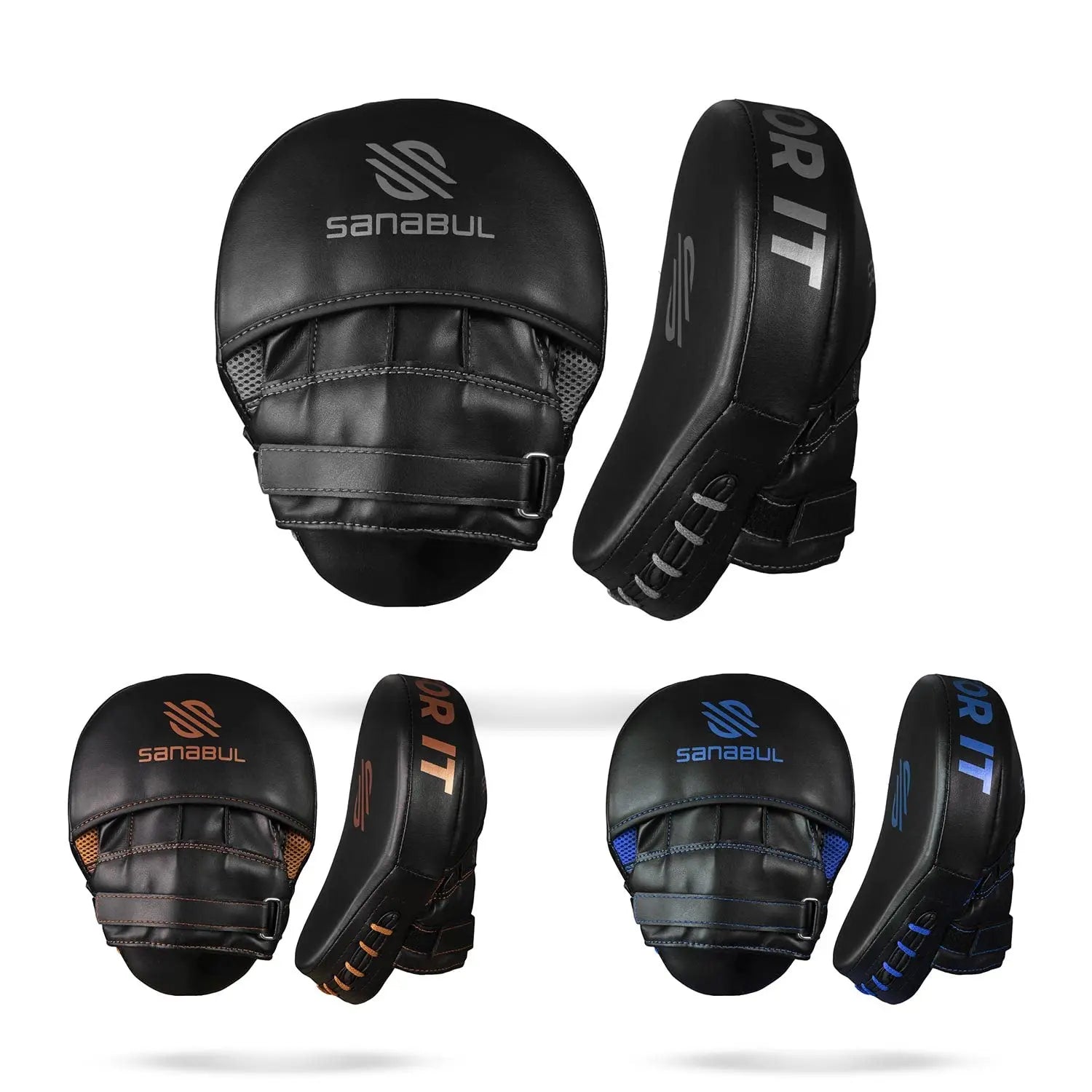 Sanabul Essential Curved Punching Mitts for Boxing, MMA Muay Thai Boxing Pads for Training, Punch Focus Mitts, Hand Pads Sparring Gear, Strike Shield The Champ Gear
