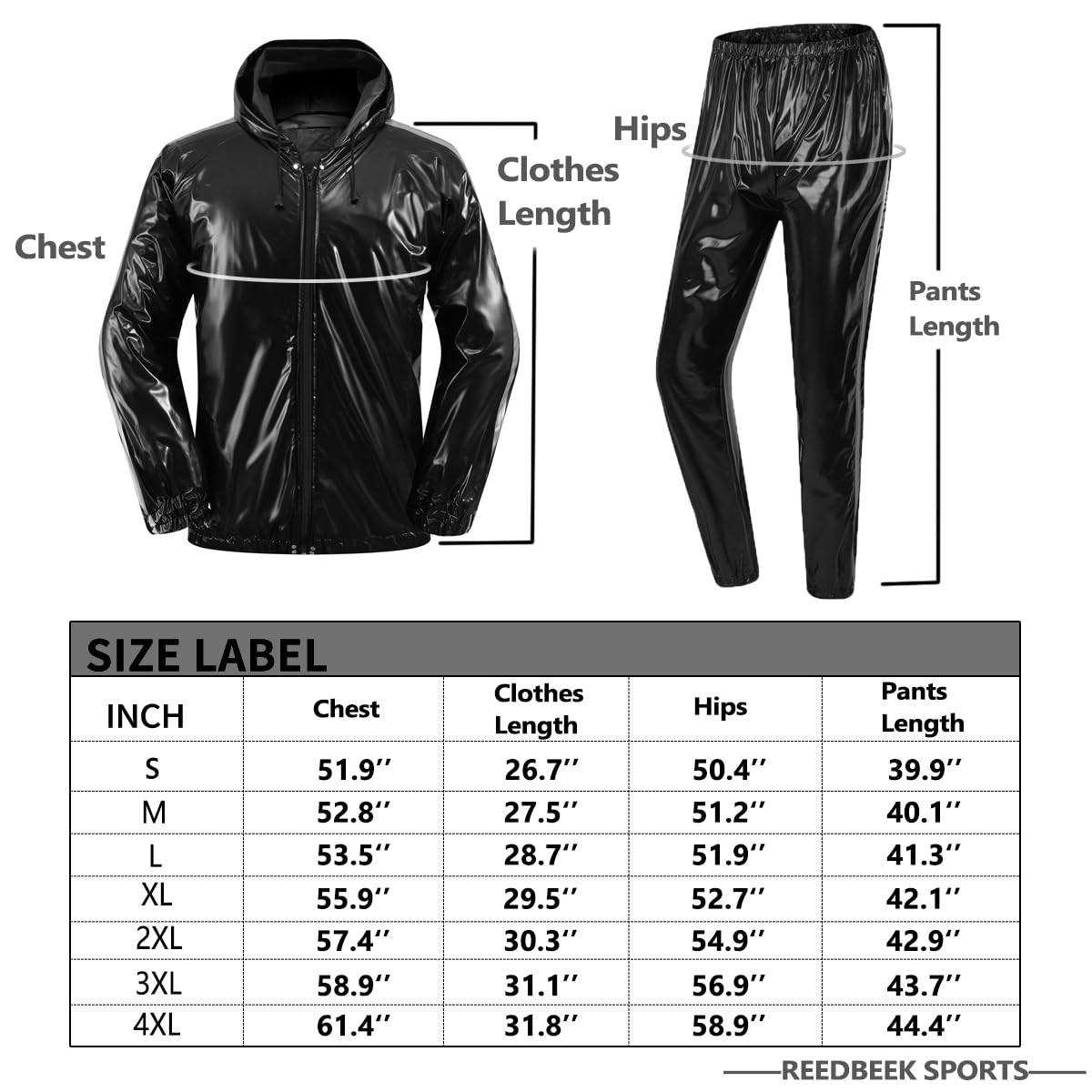 REEDBEEK Anti-Rip Sauna Suit Weight Loss Sweat Suit with Hood Boxing Training Gym Jacket Top Pant Workout Men and Women The Champ Gear