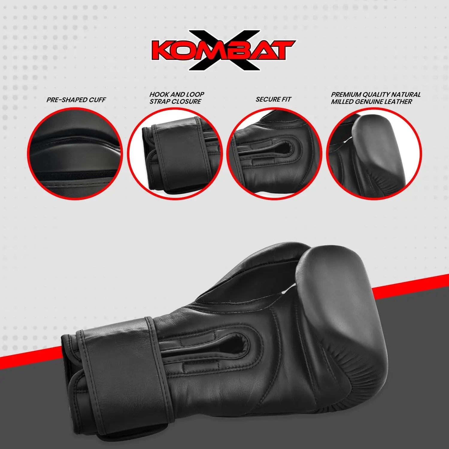 KombatX Boxing Gloves for Men and Women Suitable for Boxing Kickboxing Mixed Martial Arts Muay Thai MMA Heavy Bag Training (Black, 12oz,14oz,16oz) The Champ Gear