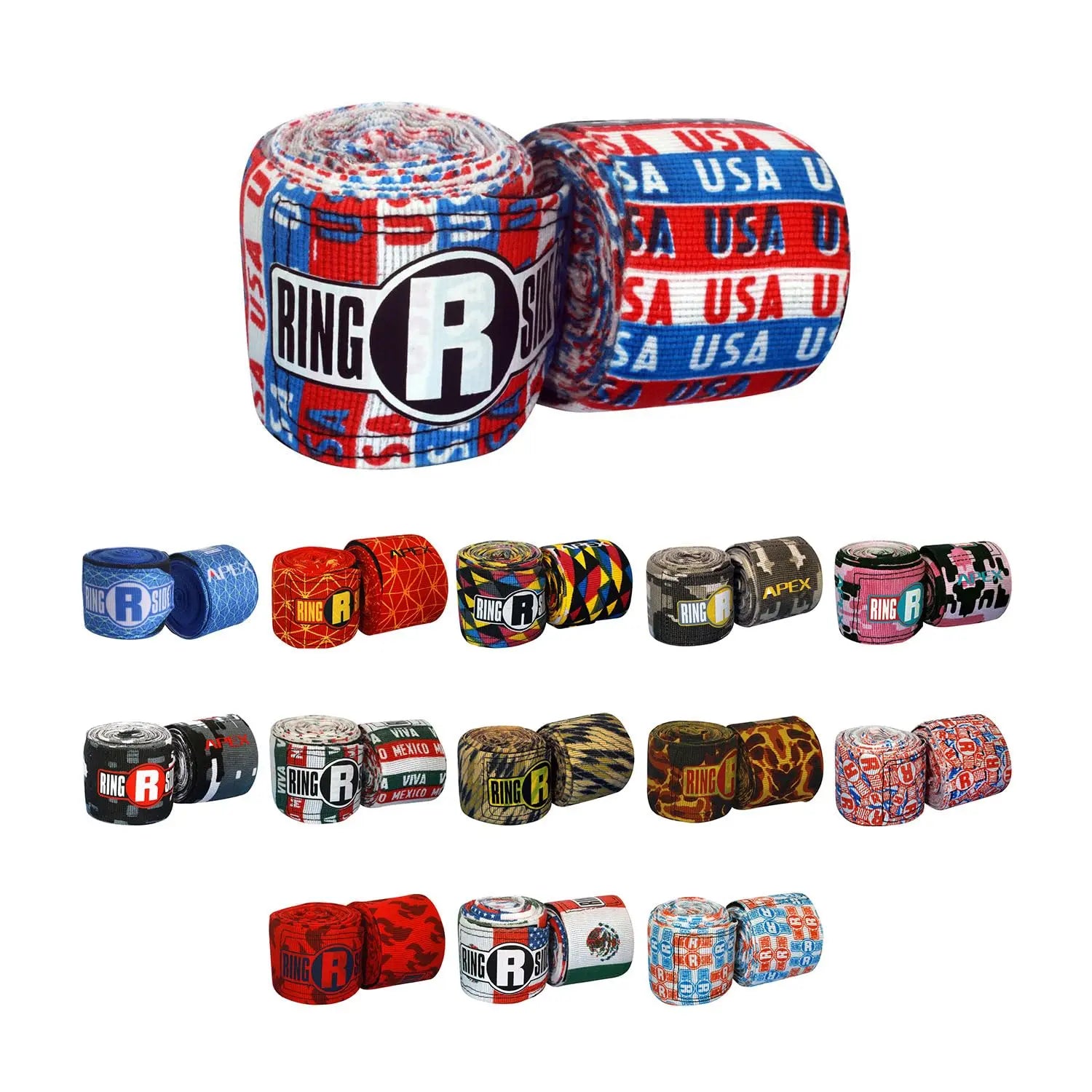 Ringside Apex 130” Boxing Hand Wraps Pair - Durable, Elastic Training Wraps with Hook & Loop Closure, Multi-Color Options, Perfect for MMA, Muay Thai, Kickboxing The Champ Gear