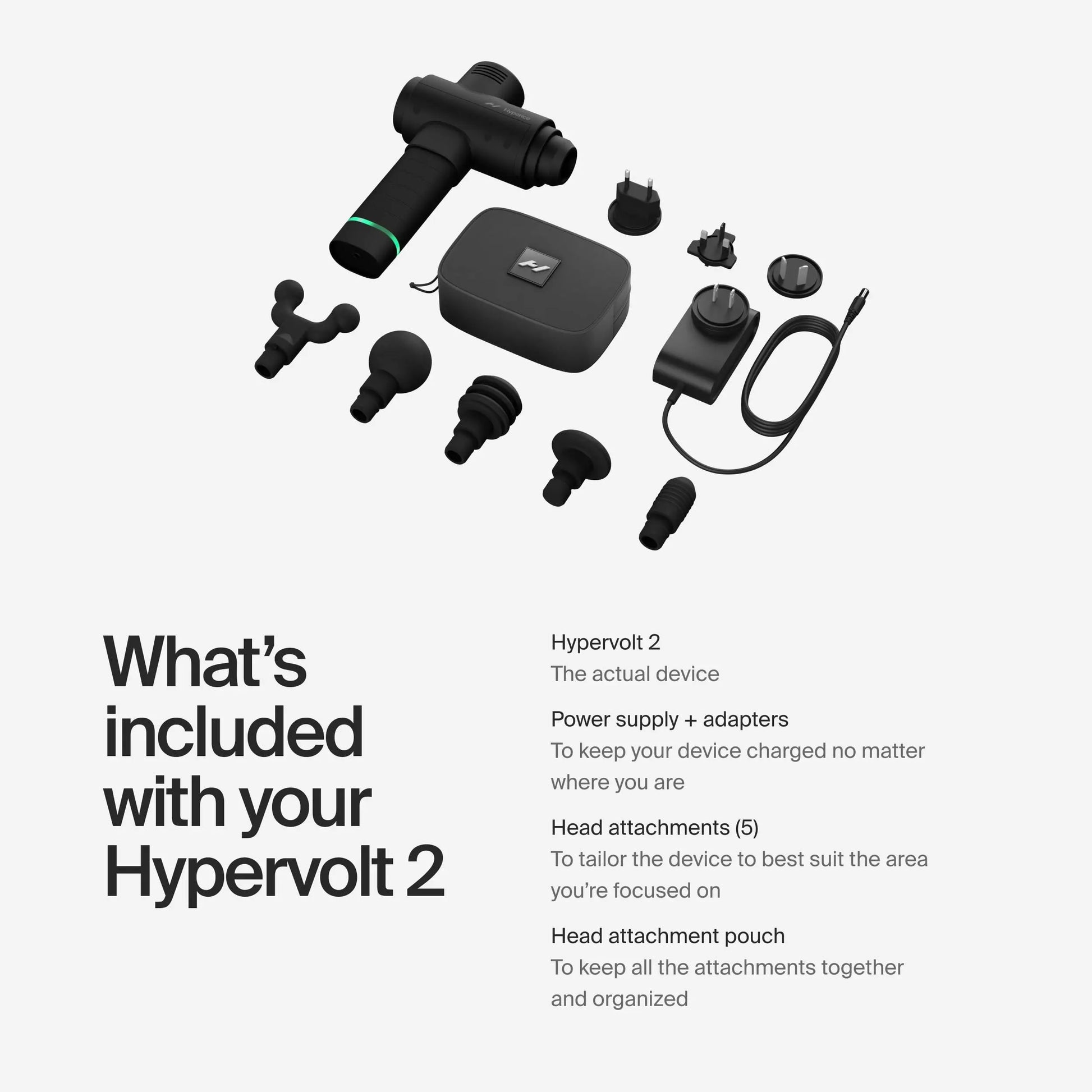Hyperice Hypervolt 2 Black - Featuring Quiet Glide Technology | 3 Speeds, 5 Interchangeable Heads The Champ Gear