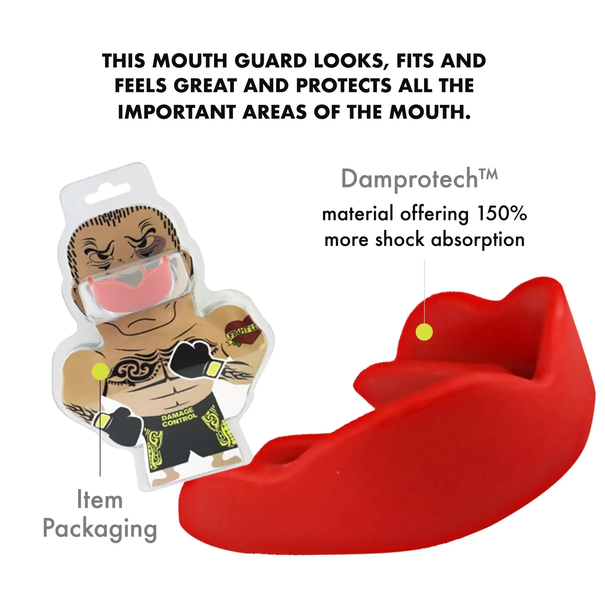 DAMAGE CONTROL High Impact Mouth Guard, Mouthguards for Sports, Boxing, Roller Derby, Hockey, Lacrosse Mouth Guard, Mouth Guards with Ultra Fit and Protection Against Shock The Champ Gear