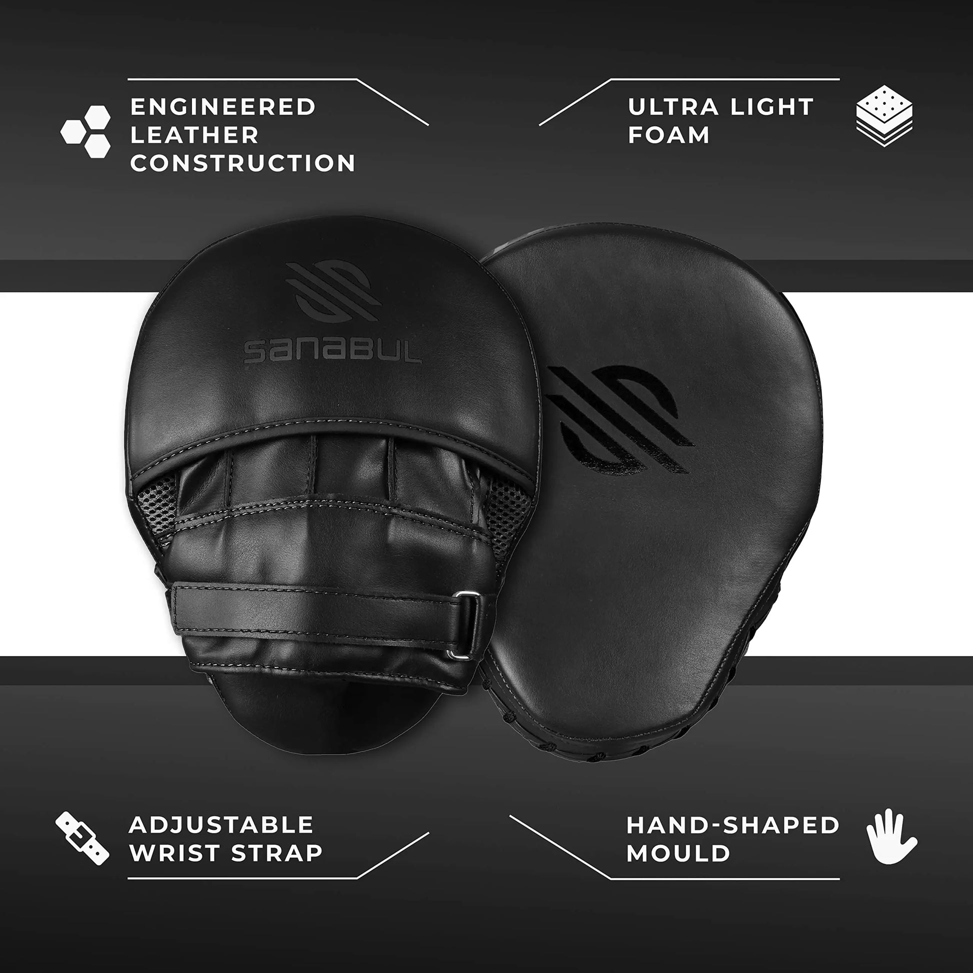 Sanabul Essential Curved Punching Mitts for Boxing, MMA Muay Thai Boxing Pads for Training, Punch Focus Mitts, Hand Pads Sparring Gear, Strike Shield The Champ Gear