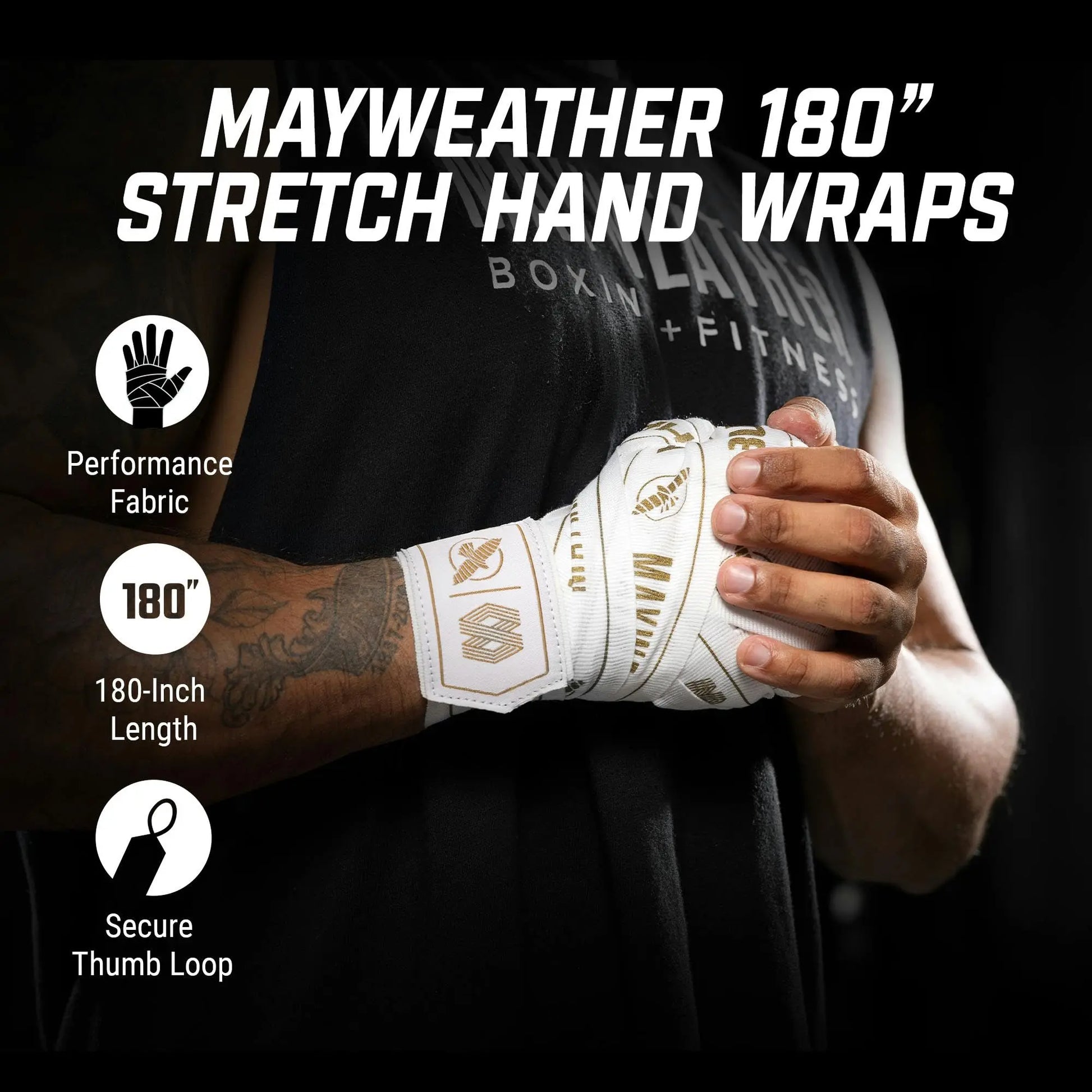 Hayabusa Mayweather Stretch Hand Wraps for Men and Women, 180 inches The Champ Gear