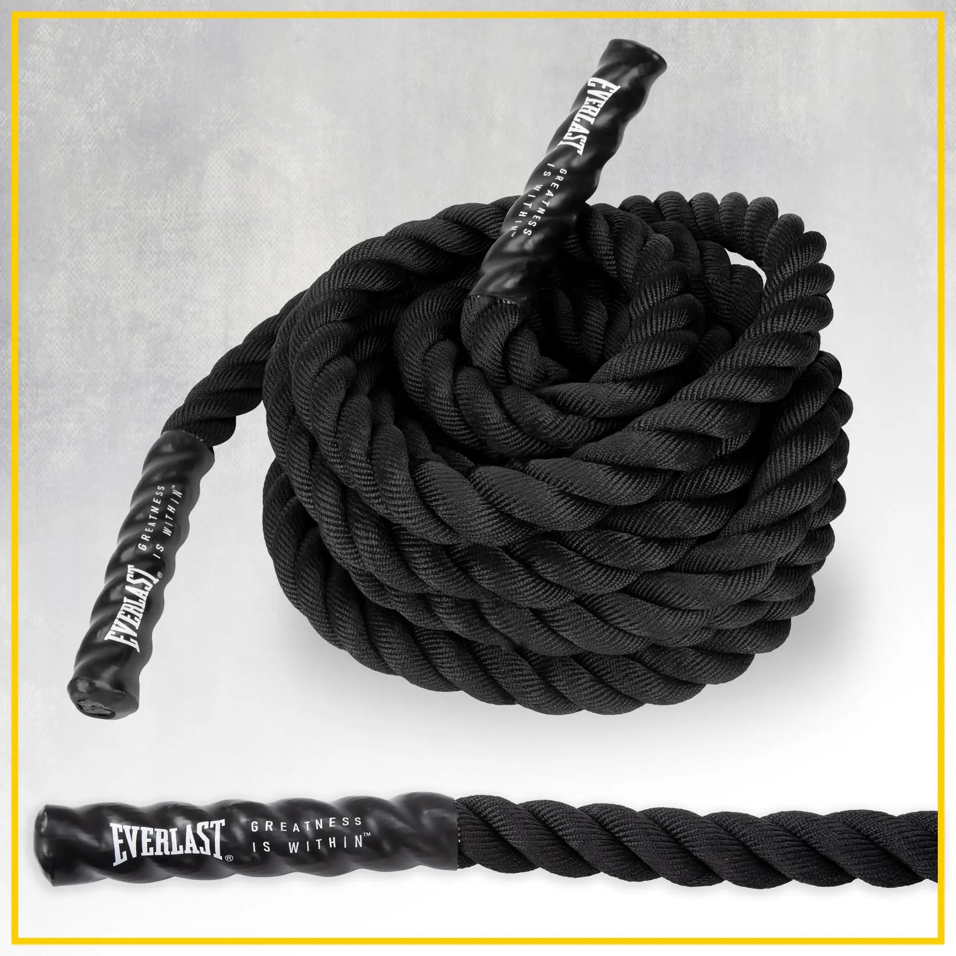 Everlast FIT 30-Foot Battle Rope - Durable Poly Dacron, Heat Shrink Grips, Wall Mount Included, Install in Home Gym - Gym Rope Ideal for Strength & Conditioning, Cardio Workout Equipment, Crossfit The Champ Gear