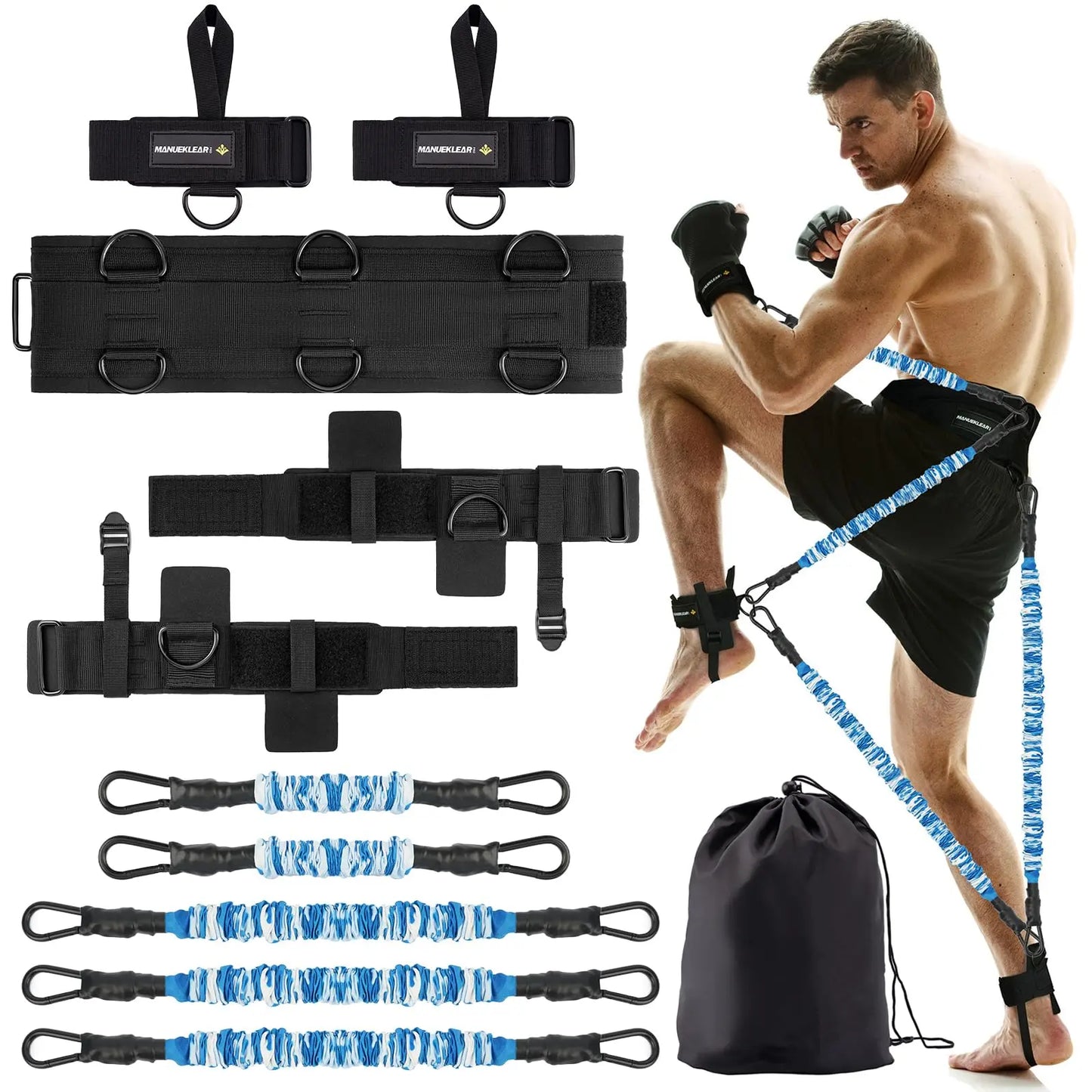MANUEKLEAR Shadow Boxing Resistance Bands for MMA and Martial Arts, Three Resistance Levels of Full Body Resistance Bands for Boxing Fitness to Enhance Speed and Power The Champ Gear