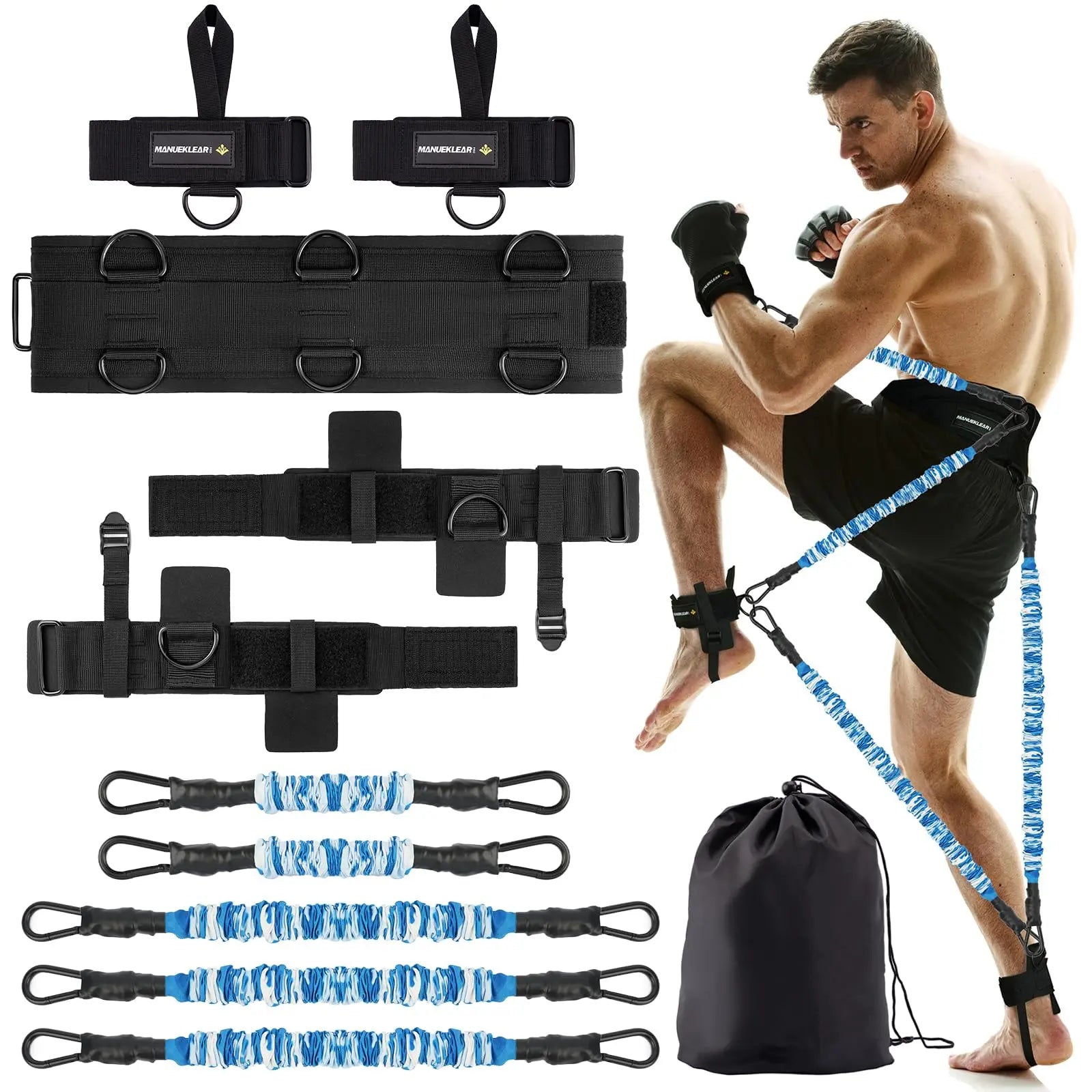 MANUEKLEAR Shadow Boxing Resistance Bands for MMA and Martial Arts, Three Resistance Levels of Full Body Resistance Bands for Boxing Fitness to Enhance Speed and Power The Champ Gear
