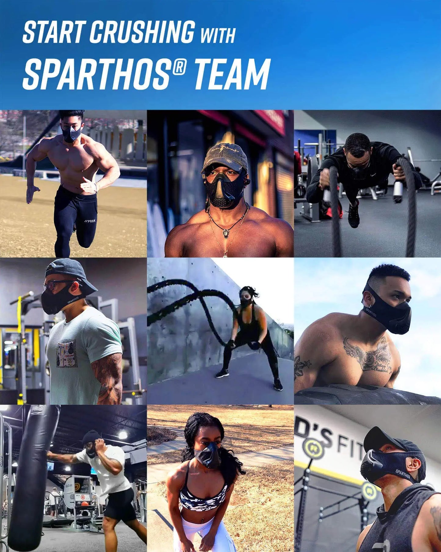 Sparthos High Altitude Mask - Simulate High Altitudes - for Gym, Cardio, Fitness, Running, Endurance and HIIT Training [16 Breathing Levels] The Champ Gear