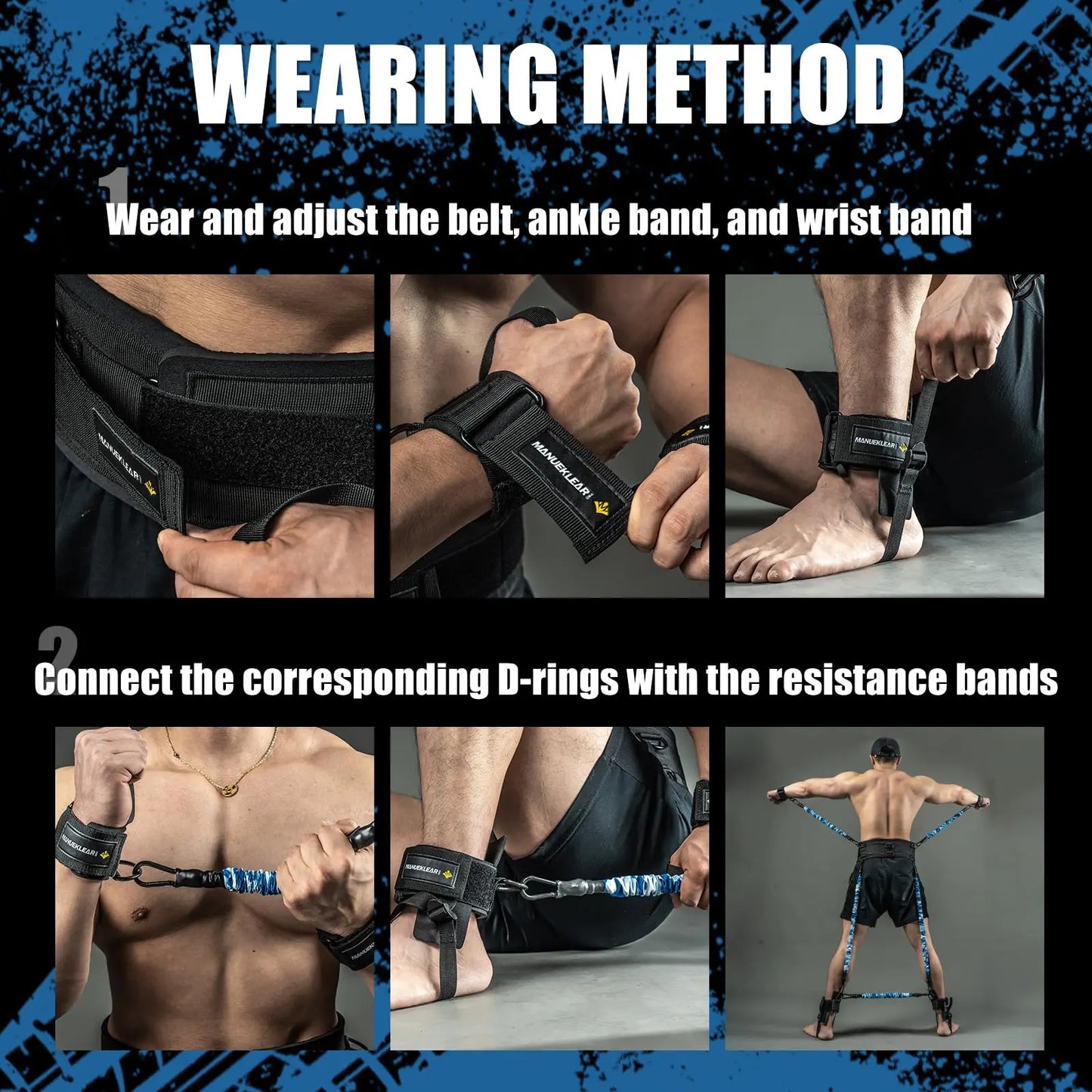 MANUEKLEAR Shadow Boxing Resistance Bands for MMA and Martial Arts, Three Resistance Levels of Full Body Resistance Bands for Boxing Fitness to Enhance Speed and Power The Champ Gear
