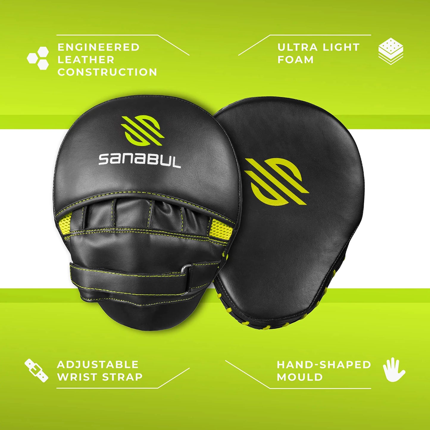 Sanabul Essential Curved Punching Mitts for Boxing, MMA Muay Thai Boxing Pads for Training, Punch Focus Mitts, Hand Pads Sparring Gear, Strike Shield The Champ Gear