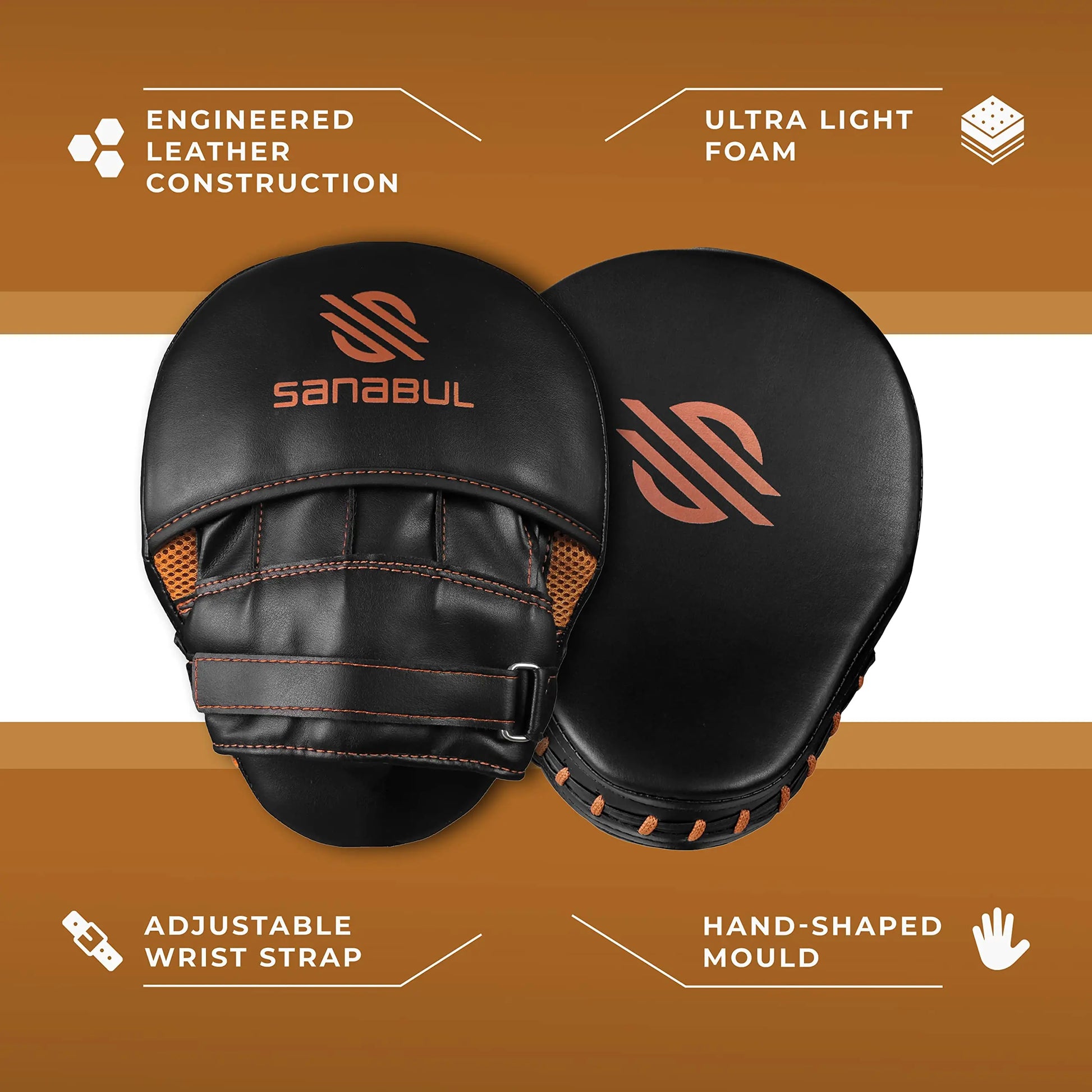 Sanabul Essential Curved Punching Mitts for Boxing, MMA Muay Thai Boxing Pads for Training, Punch Focus Mitts, Hand Pads Sparring Gear, Strike Shield The Champ Gear