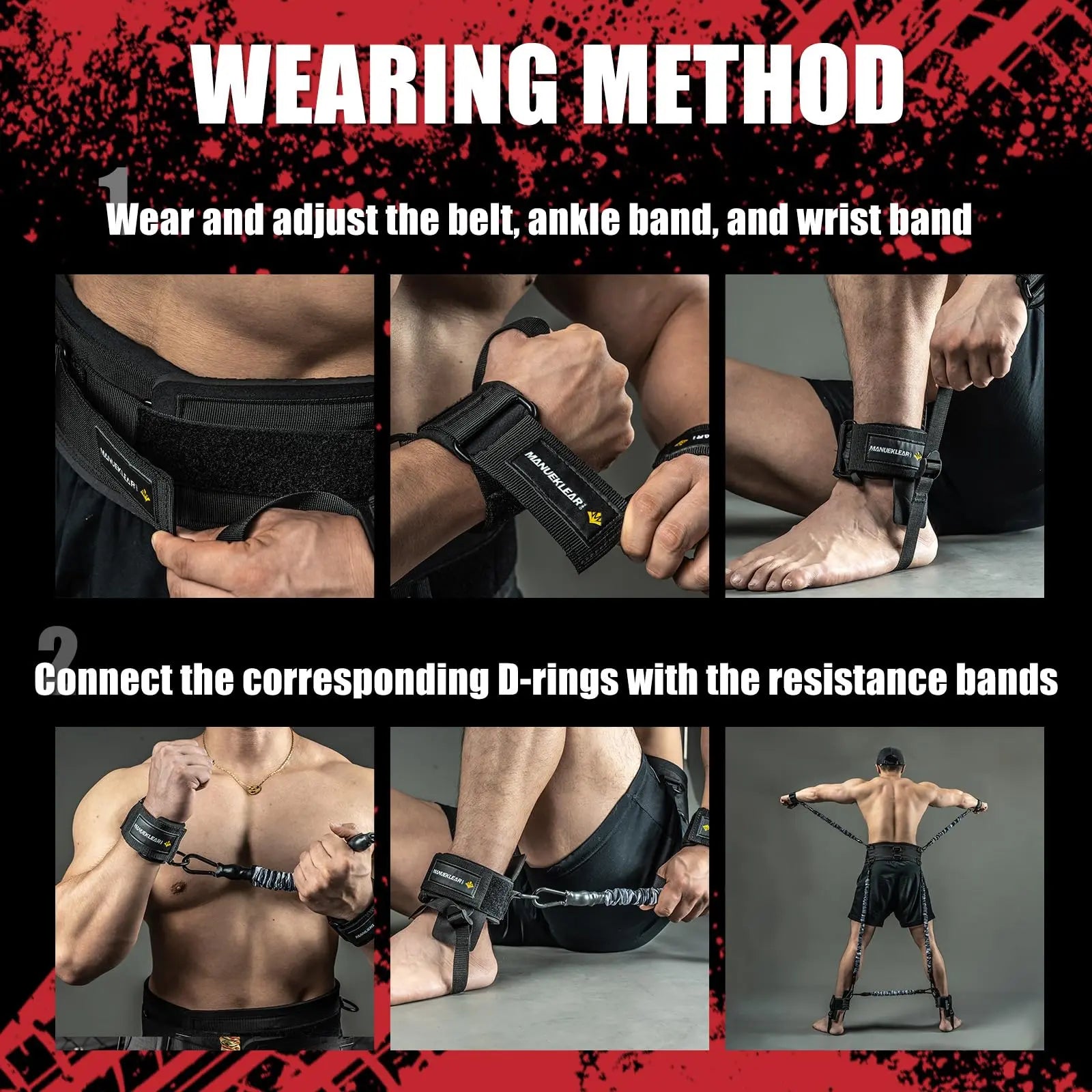 MANUEKLEAR Shadow Boxing Resistance Bands for MMA and Martial Arts, Three Resistance Levels of Full Body Resistance Bands for Boxing Fitness to Enhance Speed and Power The Champ Gear