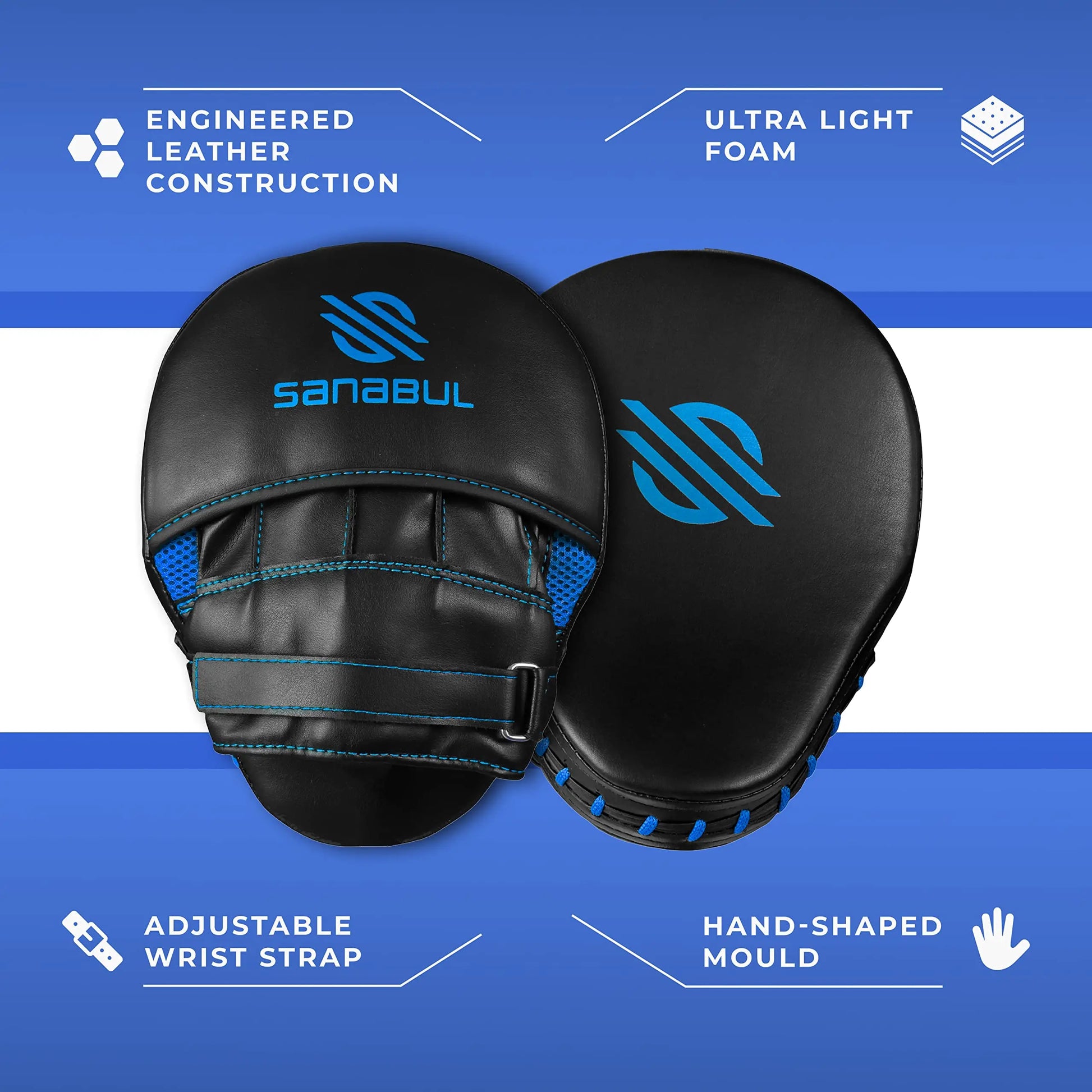 Sanabul Essential Curved Punching Mitts for Boxing, MMA Muay Thai Boxing Pads for Training, Punch Focus Mitts, Hand Pads Sparring Gear, Strike Shield The Champ Gear