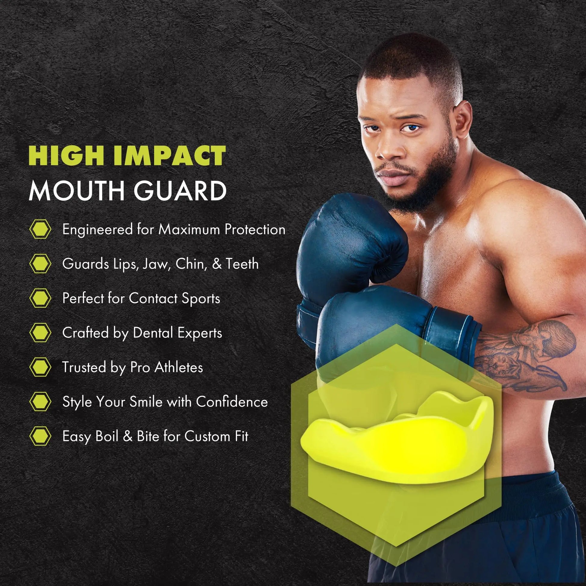 DAMAGE CONTROL High Impact Mouth Guard, Mouthguards for Sports, Boxing, Roller Derby, Hockey, Lacrosse Mouth Guard, Mouth Guards with Ultra Fit and Protection Against Shock The Champ Gear