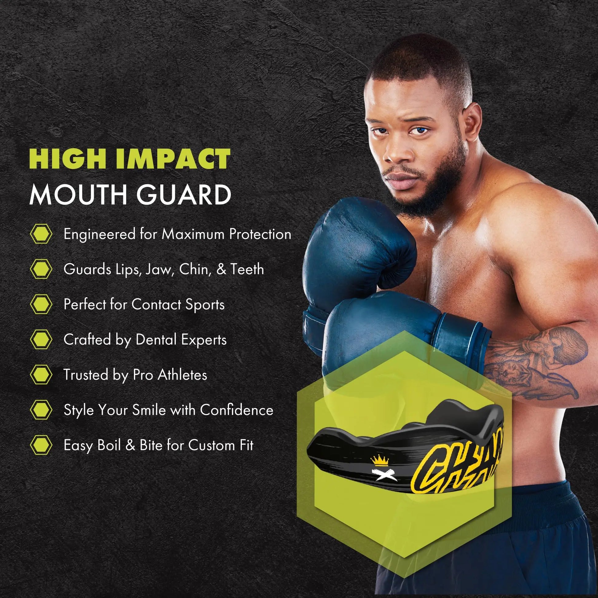 DAMAGE CONTROL High Impact Mouth Guard, Mouthguards for Sports, Boxing, Roller Derby, Hockey, Lacrosse Mouth Guard, Mouth Guards with Ultra Fit and Protection Against Shock The Champ Gear