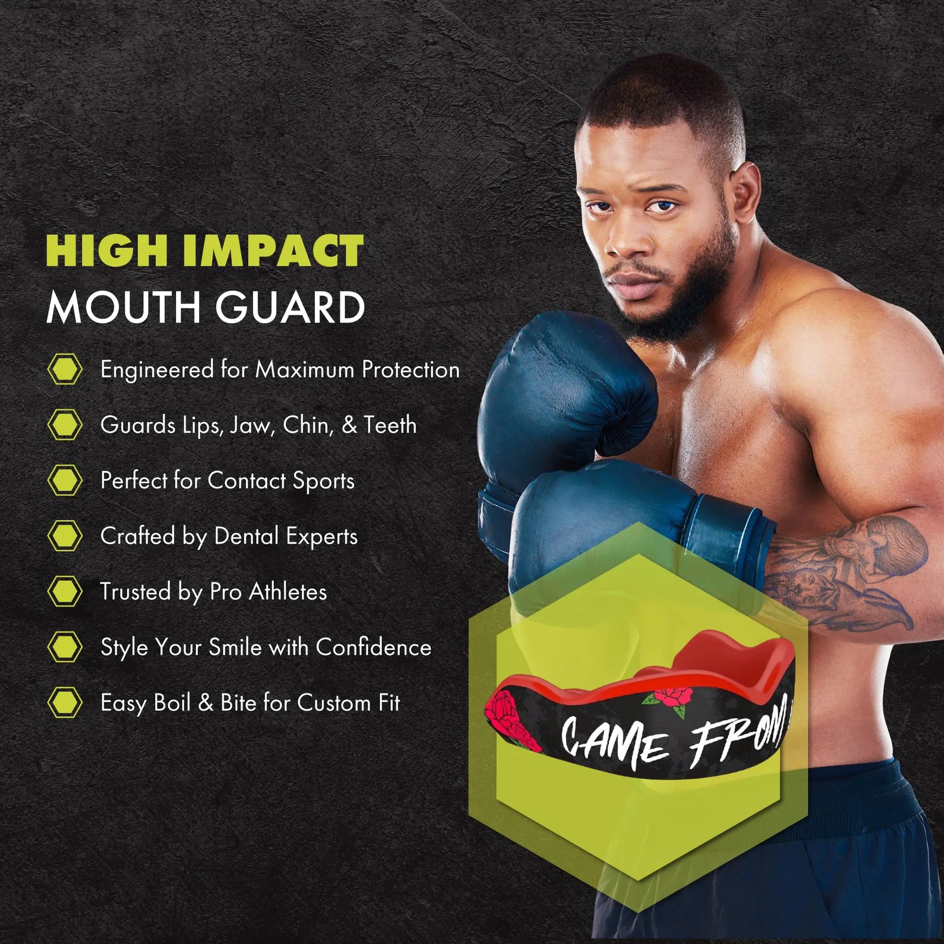 DAMAGE CONTROL High Impact Mouth Guard, Mouthguards for Sports, Boxing, Roller Derby, Hockey, Lacrosse Mouth Guard, Mouth Guards with Ultra Fit and Protection Against Shock The Champ Gear