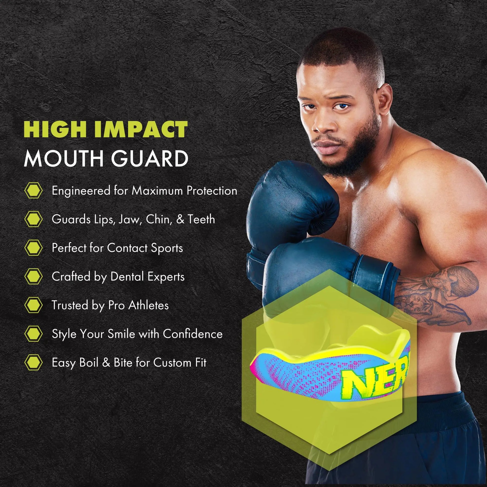 DAMAGE CONTROL High Impact Mouth Guard, Mouthguards for Sports, Boxing, Roller Derby, Hockey, Lacrosse Mouth Guard, Mouth Guards with Ultra Fit and Protection Against Shock The Champ Gear