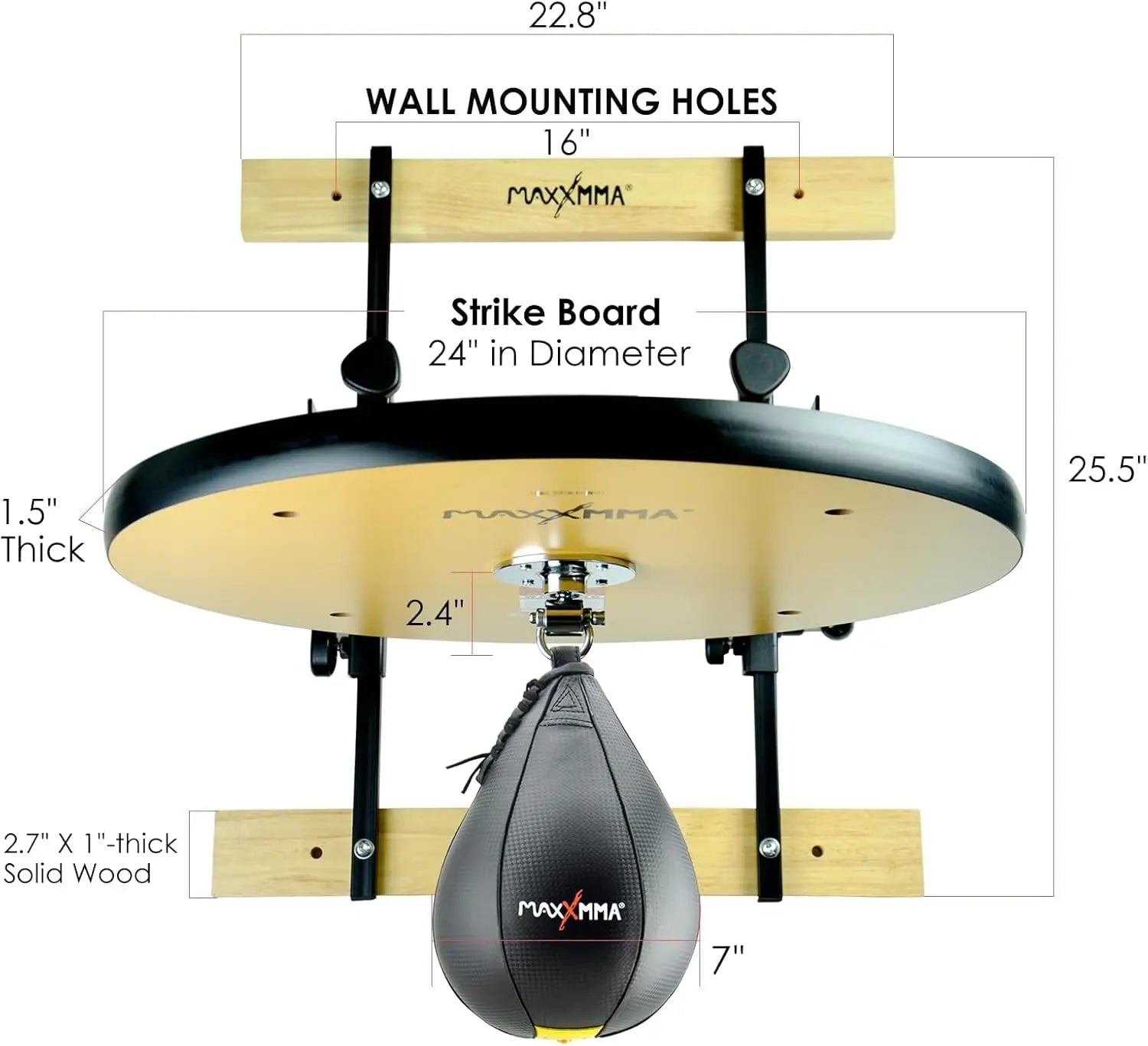 Heavy Duty Adjustable Speed Bag Platform Kit 24" + Speed Ball (10" X 7")